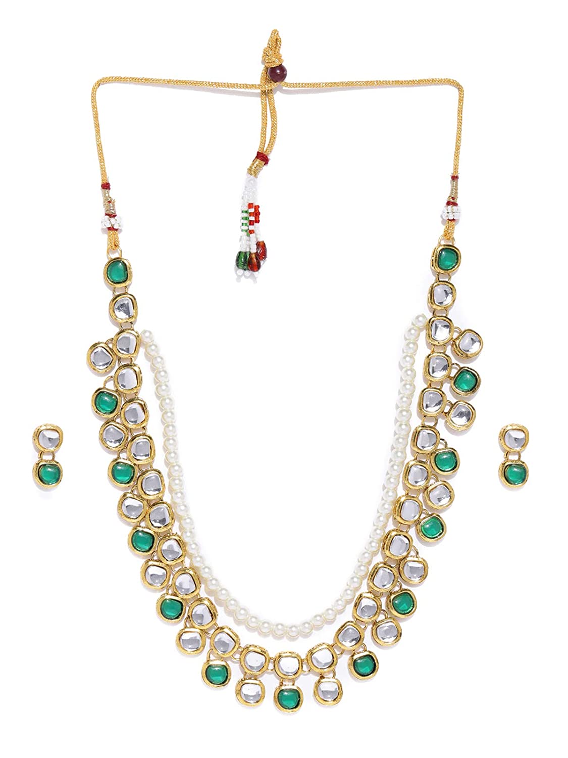 Zaveri Pearls Gold Tone Traditional Kundan & Pearls Necklace Set For Women-ZPFK8591